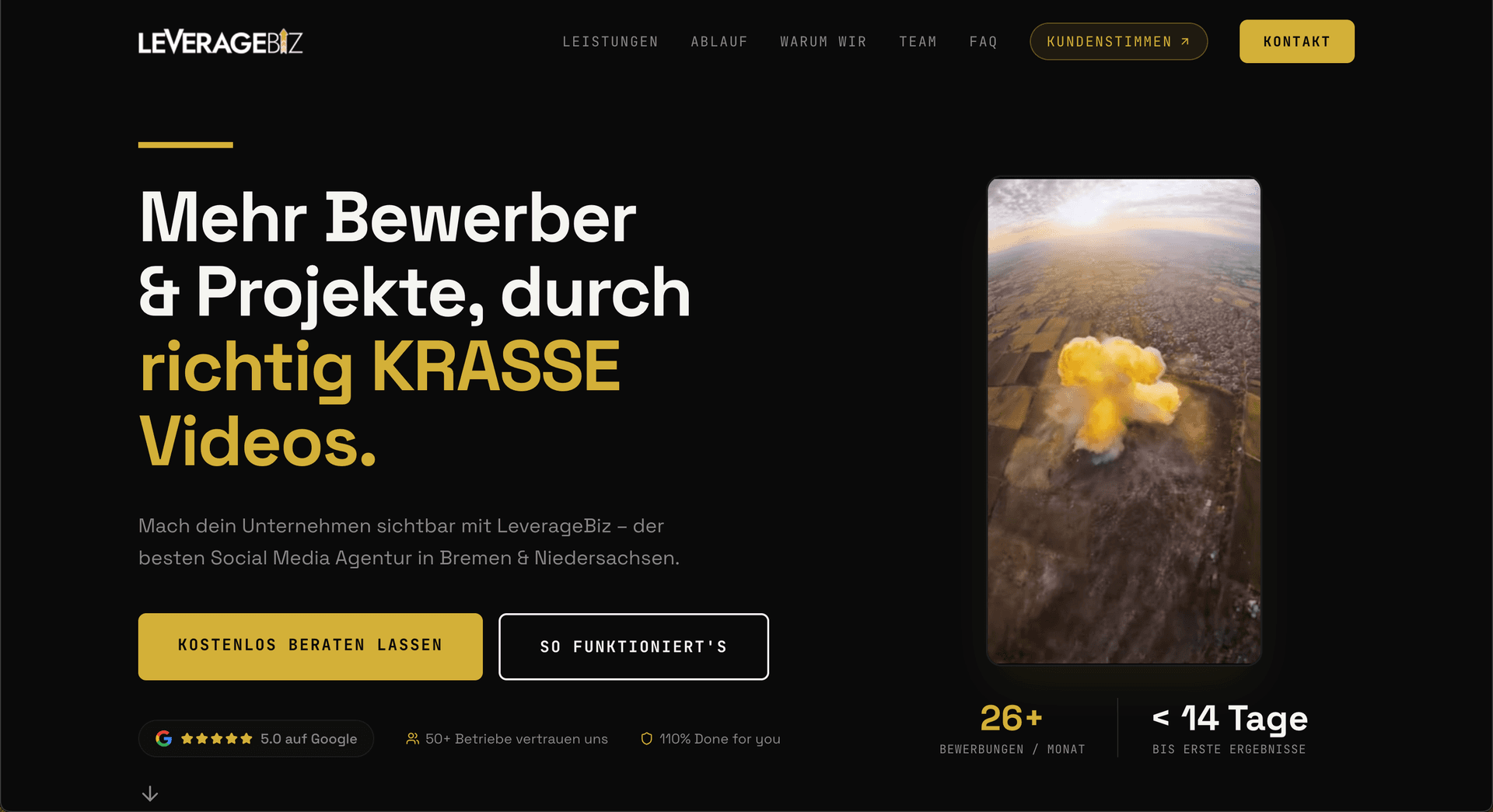 Website Referenz – LeverageBiz Social Media Agentur
